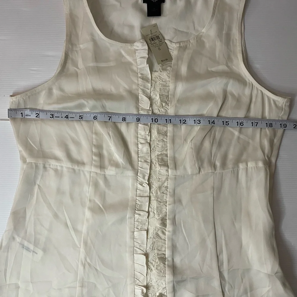 Ann Taylor Satin & Lace Cream Ivory Tank Blouse Size 8 Medium